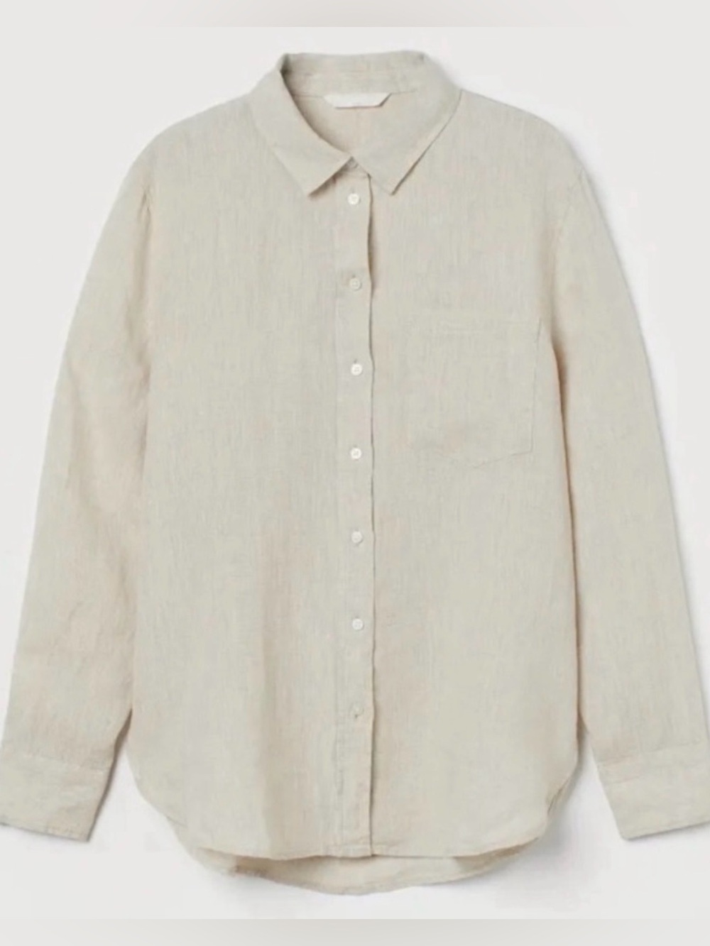 NWT H&M 100% Linen buttons down shirt size small beige stone summer travel beach